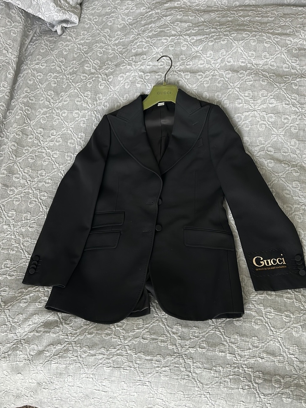 Gucci Black Tailored Blazer with Gold Logo Cuff